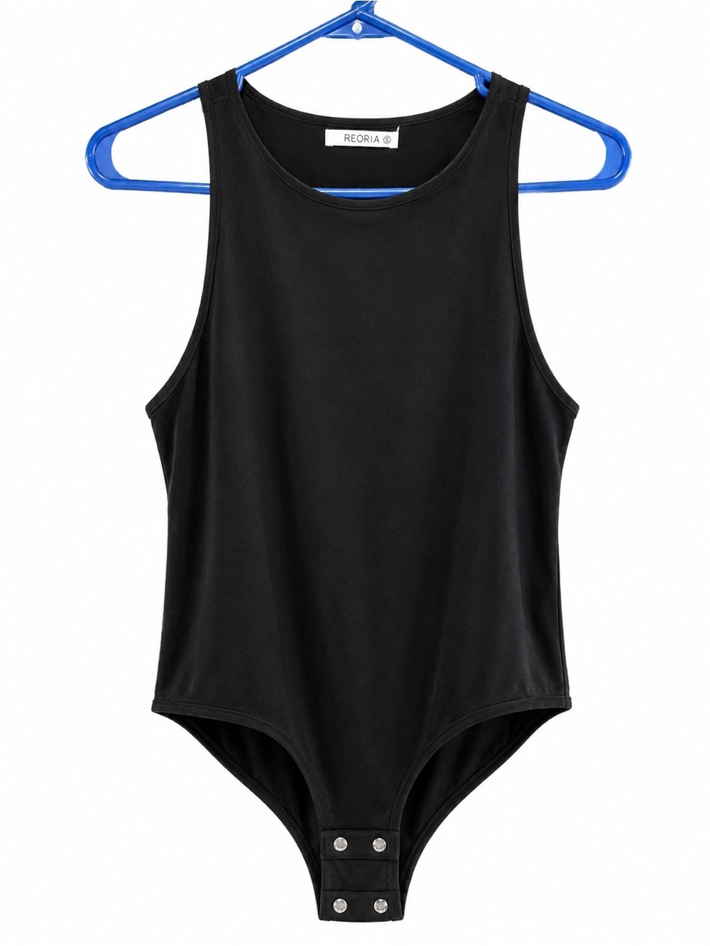 ReoRia Black Sleeveless Snap-Closure Bodysuit